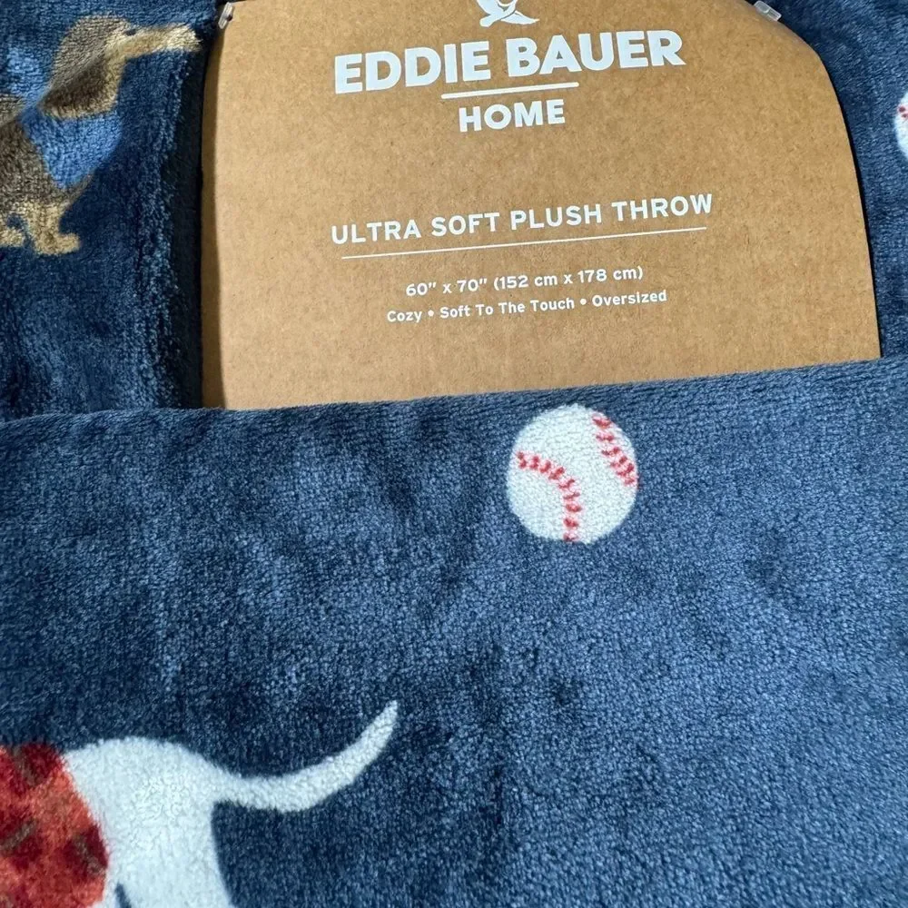 Eddie Bauer Dog Print Ultra Soft Plush Throw Blanket